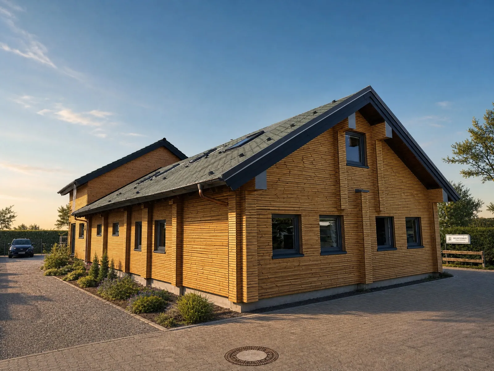 Außenansicht des Wellnesshauses der Physiotherapie Wallnau am Strand